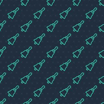 Green line Ringing bell icon isolated seamless pattern on blue background. Al イラスト素材