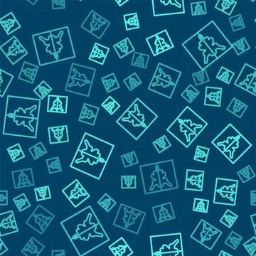 Green line Rorschach test icon isolated seamless pattern on blue background Stock Illustration