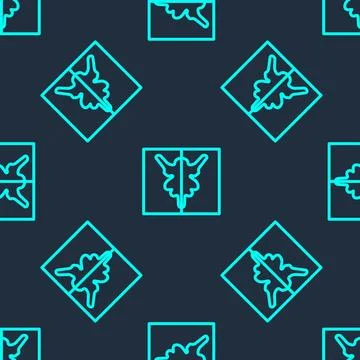 Green line Rorschach test icon isolated seamless pattern on blue background Stock Illustration