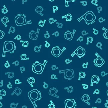 Green line Roulette construction icon isolated seamless pattern on blue イラスト素材