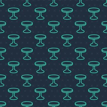 Green line Round table icon isolated seamless pattern on blue background. Vector イラスト素材