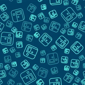 Green line School classroom icon isolated seamless pattern on blue background Illustrazione stock