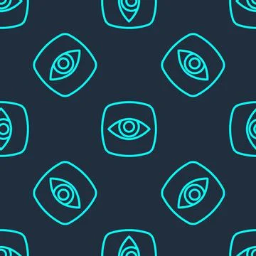 Green line Security camera icon isolated seamless pattern on blue background Stockillustratie