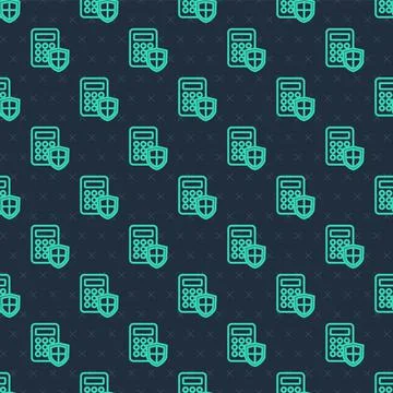 Green line Security system control panel with display icon isolated seamless Stock Illustration