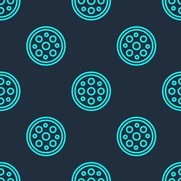 Green line Sewing button for clothes icon isolated seamless pattern on blue Stock Illustration
