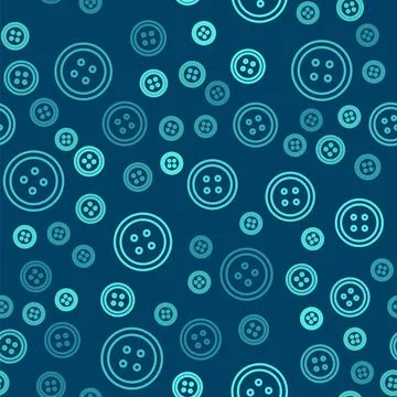 Green line Sewing button for clothes icon isolated seamless pattern on blue Illustrazione stock