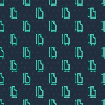 Green line Sewing pattern icon isolated seamless pattern on blue background Stockillustratie
