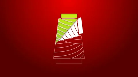 Green line Sewing thread on spool icon isolated on red background. Yarn spool Stock Footage 143433161