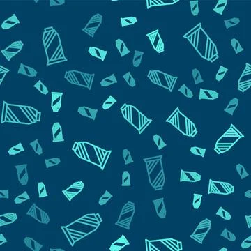 Green line Sewing thread on spool icon isolated seamless pattern on blue Stock Illustration