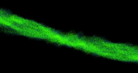 A green line of smoke is shown on a black background Stock Footage 327062201