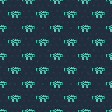 Green line Sniper optical sight icon isolated seamless pattern on blue Illustrazione stock
