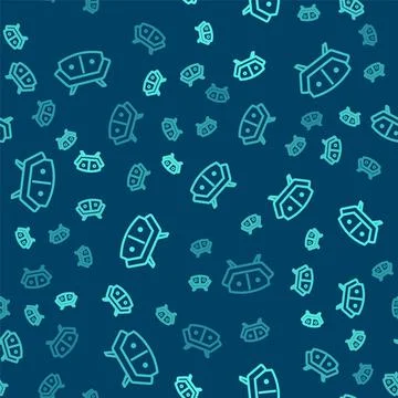 Green line Sofa icon isolated seamless pattern on blue background. Vector Illustrazione stock