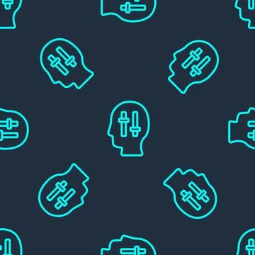 Green line Solution to the problem in psychology icon isolated seamless pattern Stock Illustration