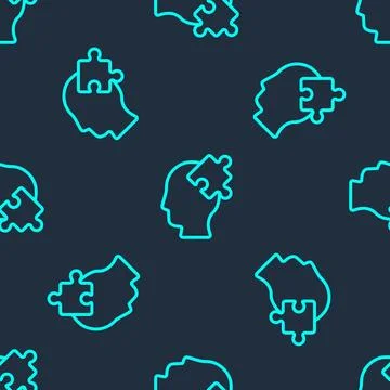 Green line Solution to the problem in psychology icon isolated seamless pat.. Stock Illustration