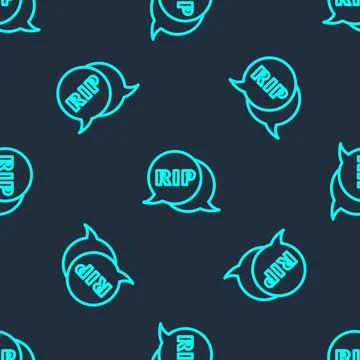 Green line Speech bubble rip death icon isolated seamless pattern on blue Illustrazione stock