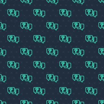 Green line Speech bubbles with Question and Answer icon isolated seamless Illustrazione stock