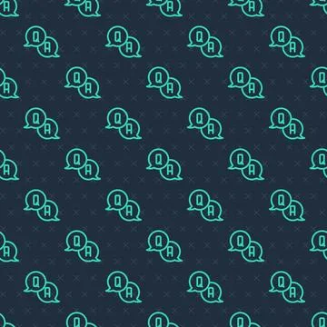 Green line Speech bubbles with Question and Answer icon isolated seamless Illustrazione stock