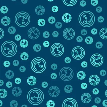 Green line Speedometer icon isolated seamless pattern on blue background. Vector イラスト素材