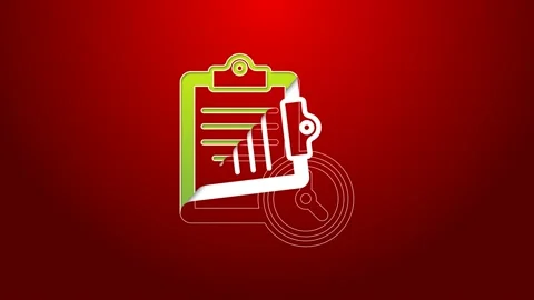 Green line Sport training program or fitness plan icon isolated on red Stock Footage 156016759