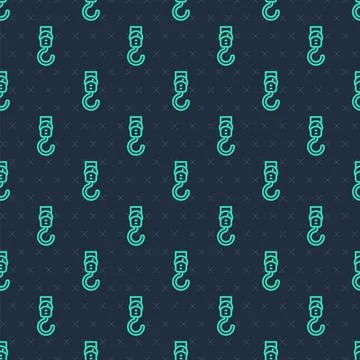 Green line Spring scale icon isolated seamless pattern on blue background Stock Illustration