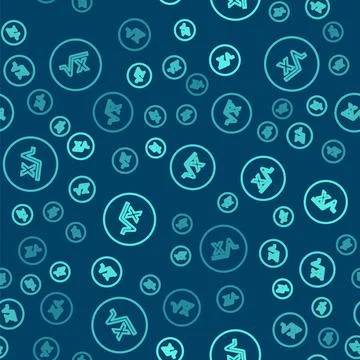 Green line Square root of x glyph icon isolated seamless pattern on blue Stock Illustration