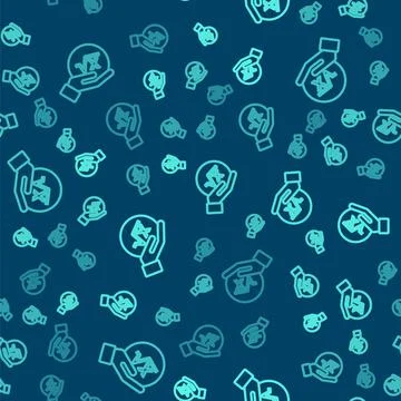 Green line Square root of x glyph icon isolated seamless pattern on blue Stockillustratie