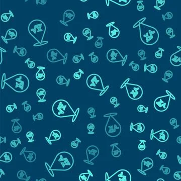 Green line Square root of x glyph icon isolated seamless pattern on blue Stock Illustration