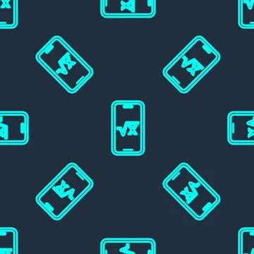 Green line Square root of x glyph icon isolated seamless pattern on blue Stockillustratie