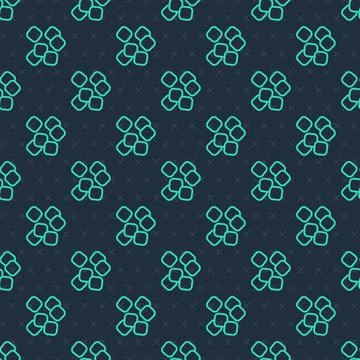 Green line Sugar cubes icon isolated seamless pattern on blue background. Sweet Stock Illustration