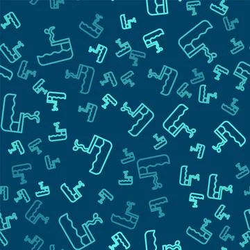 Green line Swimmer diving into pool icon isolated seamless pattern on blue ba Ilustración de archivo