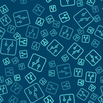 Green line Switch in electronic circuit icon isolated seamless pattern on blue Stock Illustration