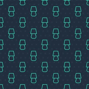 Green line Table lamp icon isolated seamless pattern on blue background. Vector Stock Illustration