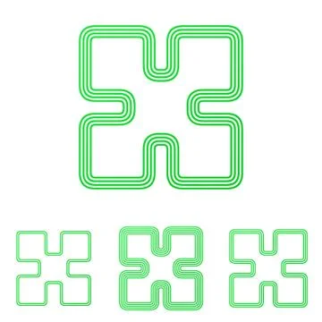 Green line technology logo design set Stock Illustration