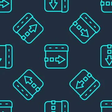 Green line Time flies on the clock icon isolated seamless pattern on blue Stock Illustration