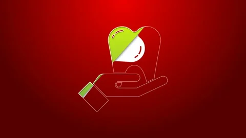 Green line Tooth icon isolated on red background. Tooth symbol for dentistry Stock Footage 143751391
