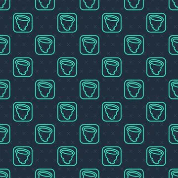 Green line Tornado icon isolated seamless pattern on blue background. Cyclone Illustrazione stock