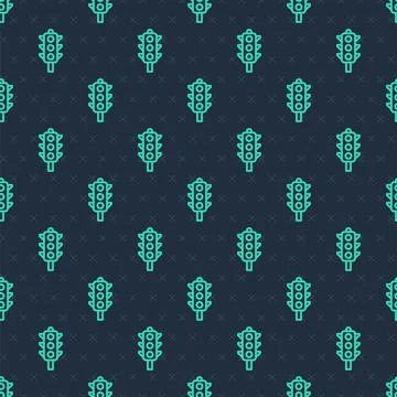 Green line Traffic light icon isolated seamless pattern on blue background Stock Illustration