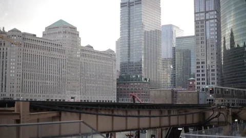 Green line train heading out from center Stock Footage 91780679