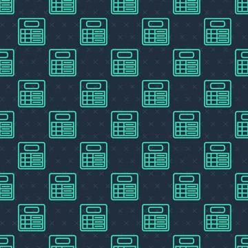Green line Train station board icon isolated seamless pattern on blue backg.. Illustrazione stock