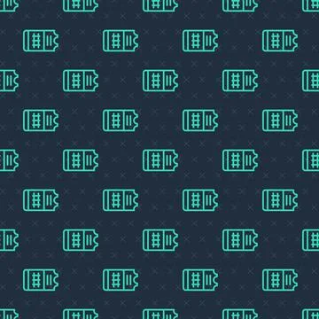 Green line Train ticket icon isolated seamless pattern on blue background イラスト素材