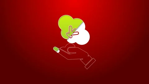 Green line Tree in hand of environmental protection icon isolated on red Stock Footage 143429704