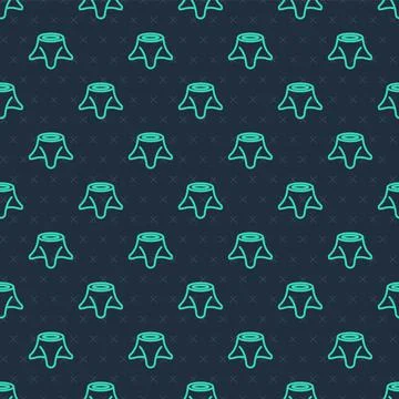 Green line Tree stump icon isolated seamless pattern on blue background. Vector Stock Illustration