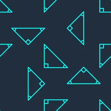 Green line Triangle math icon isolated seamless pattern on blue background Illustrazione stock