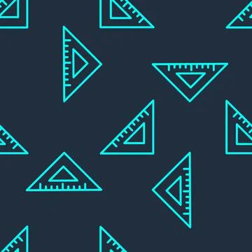 Green line Triangular ruler icon isolated seamless pattern on blue background Stockillustratie