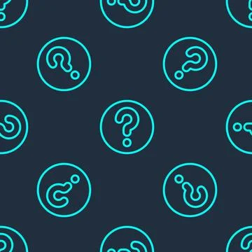 Green line Unknown search icon isolated seamless pattern on blue background.. Stock Illustration