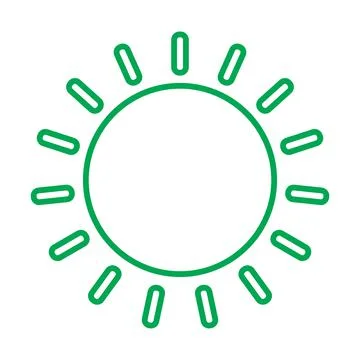 Green line vector sun icon isolated on white background Stock Illustration
