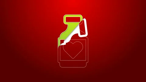 Green line Vitamin complex of pill capsule icon isolated on red background Stock Footage 143935937