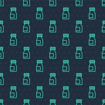 Green line Vitamin complex of pill capsule icon isolated seamless pattern o.. Stock Illustration