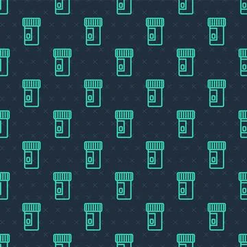 Green line Vitamin complex of pill capsule icon isolated seamless pattern o.. Stock Illustration