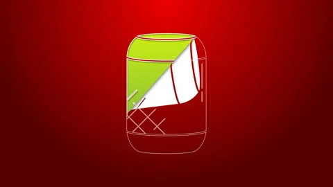Green line Voice assistant icon isolated on red background. Voice control user Stock Footage 143609534